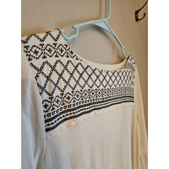 J. Jill Womens Embroidered Tunic Top Blouse Sz Xs Boho Cotton Blend - Picture 2 of 7